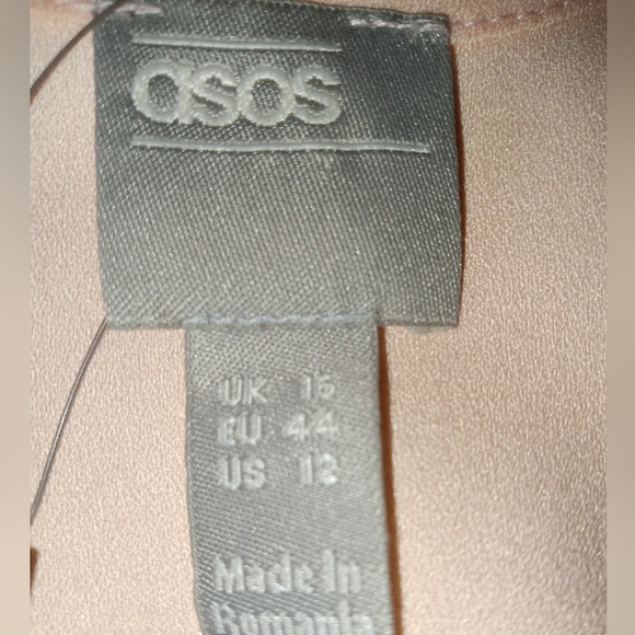 NWT Asos Peach Belted Long Maxi Retro 40s Style Yoke Waist Dress Size 12 Tall - Picture 12 of 14